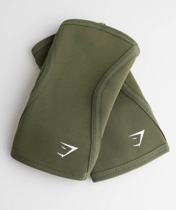 Panske Knee Sleeves Gymshark Knee Sleeves 3mm Olivovo Zelená | YP6319247